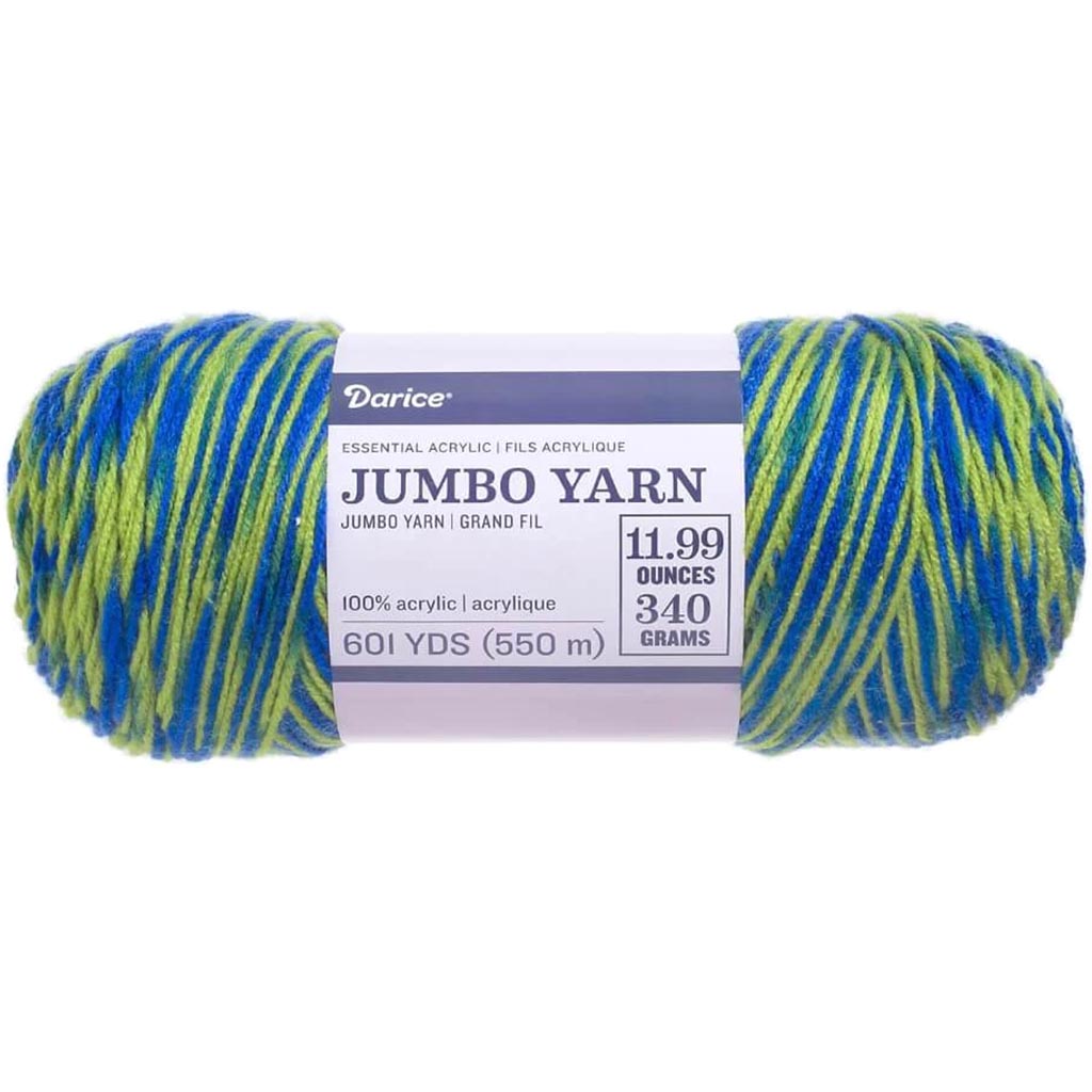 Essentials Jumbo Acrylic Yarn: Royal Blue/Kiwi Green Ombre, 11.99 Ounces