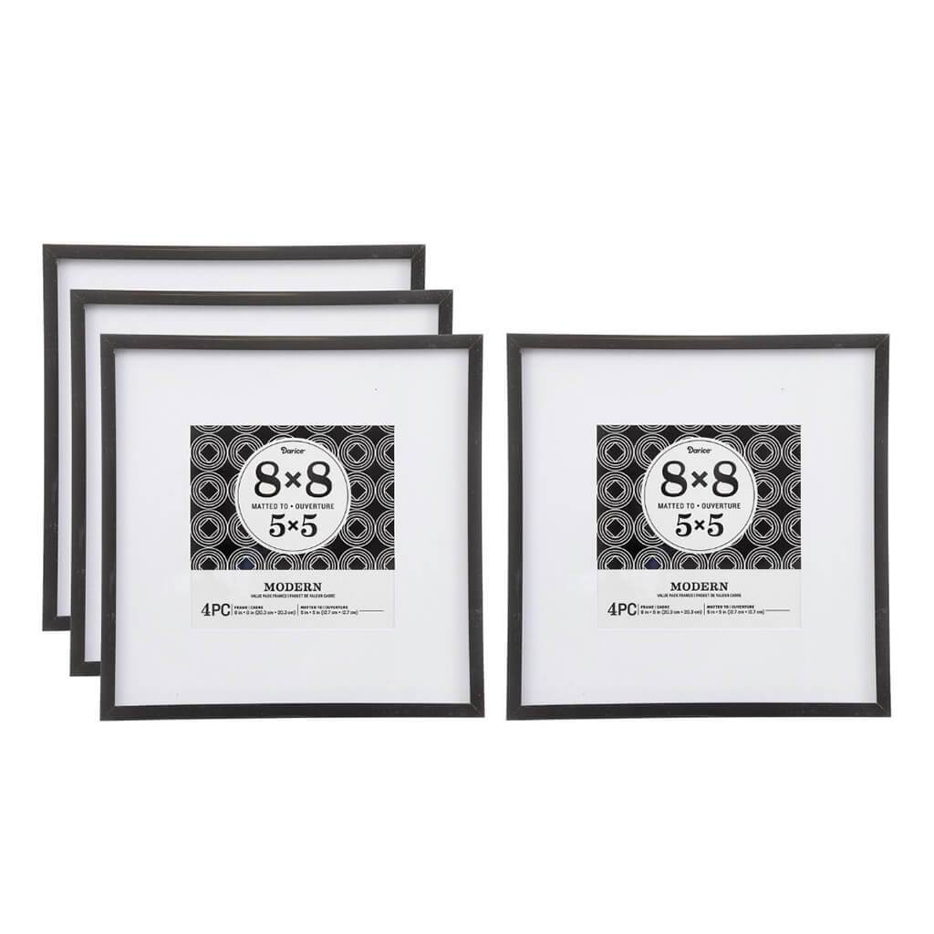 Essentials 4-Pc Matted Picture Frame Set: Modern, 8 x 8 to 5 x 5