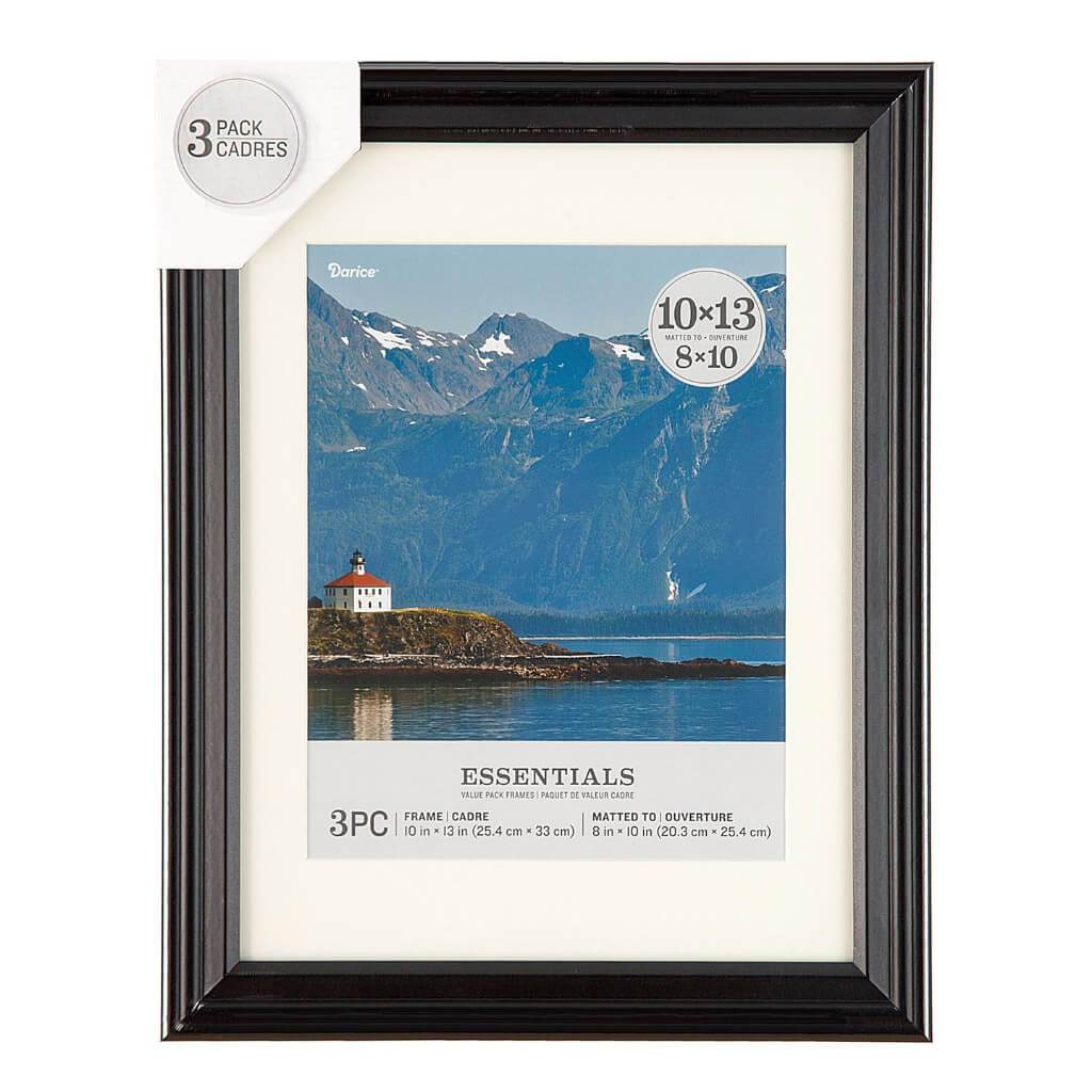 Essentials Black Picture Frame: 10 x 13 Inches, 3 Pieces