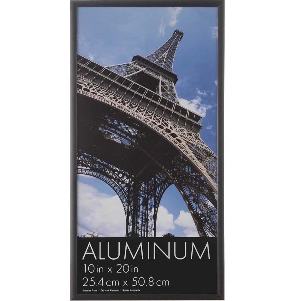 Black Aluminum Frame with Glass Front - 10 x 20 inches