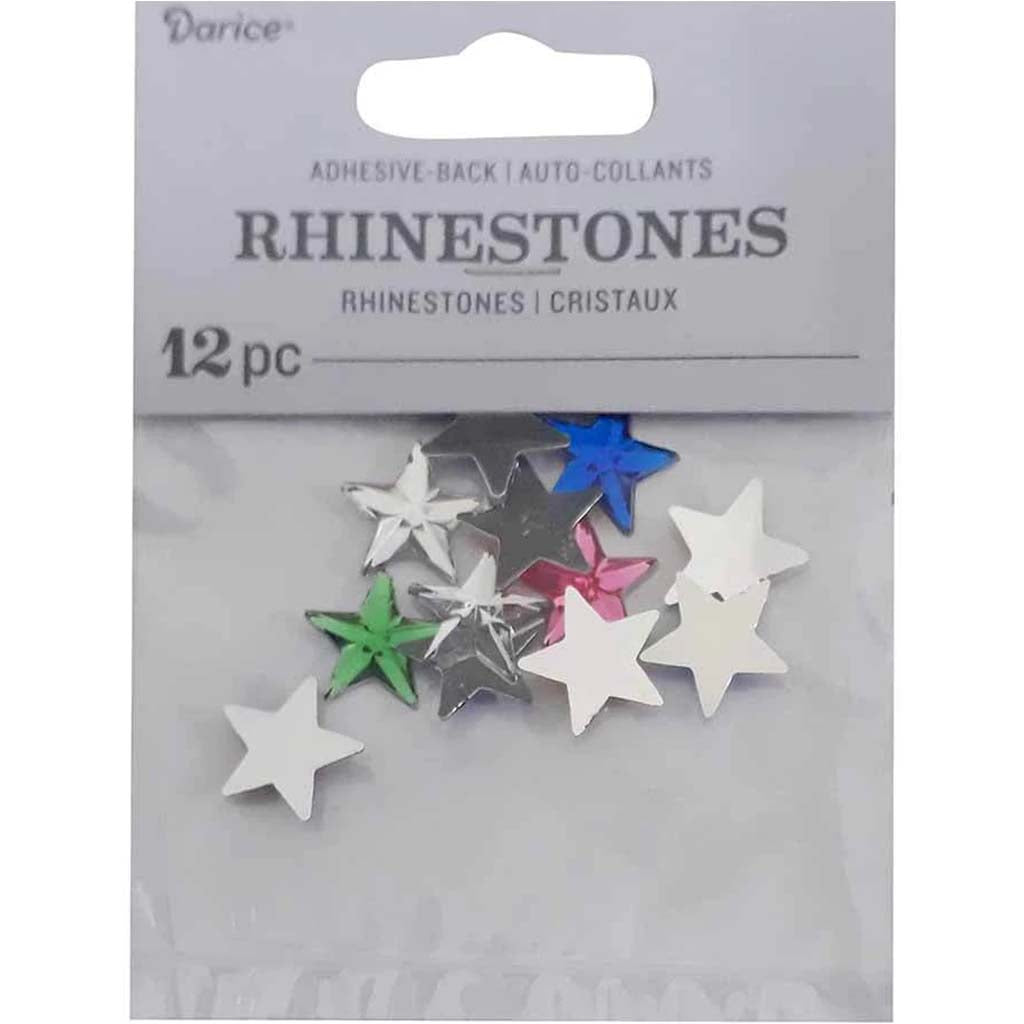 Rhinestone Star Multicolor 12pc 16mm