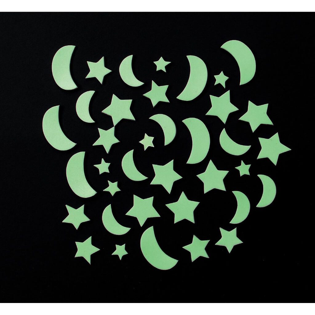 Foamies Glow-In-The-Dark Stickers - Mini Moons - 40 Pieces