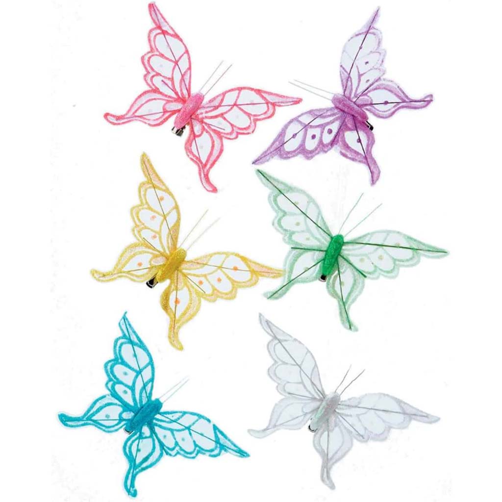 Butterfly Glittered Pastel 13.5cm