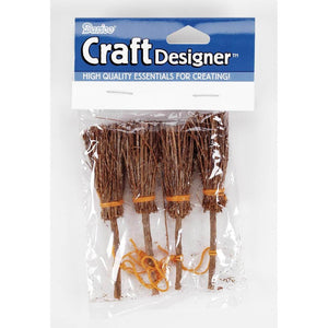 Witches Twig Brooms Fall Halloween Crafts 3in 4pc