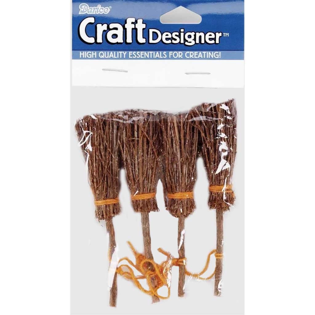 Witches Twig Brooms Fall Halloween Crafts 3in 4pc