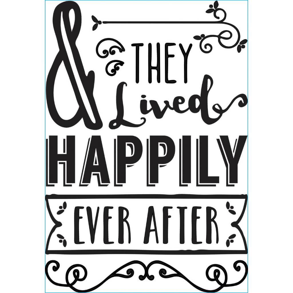 Iron On Transfer Happily Ever After Black