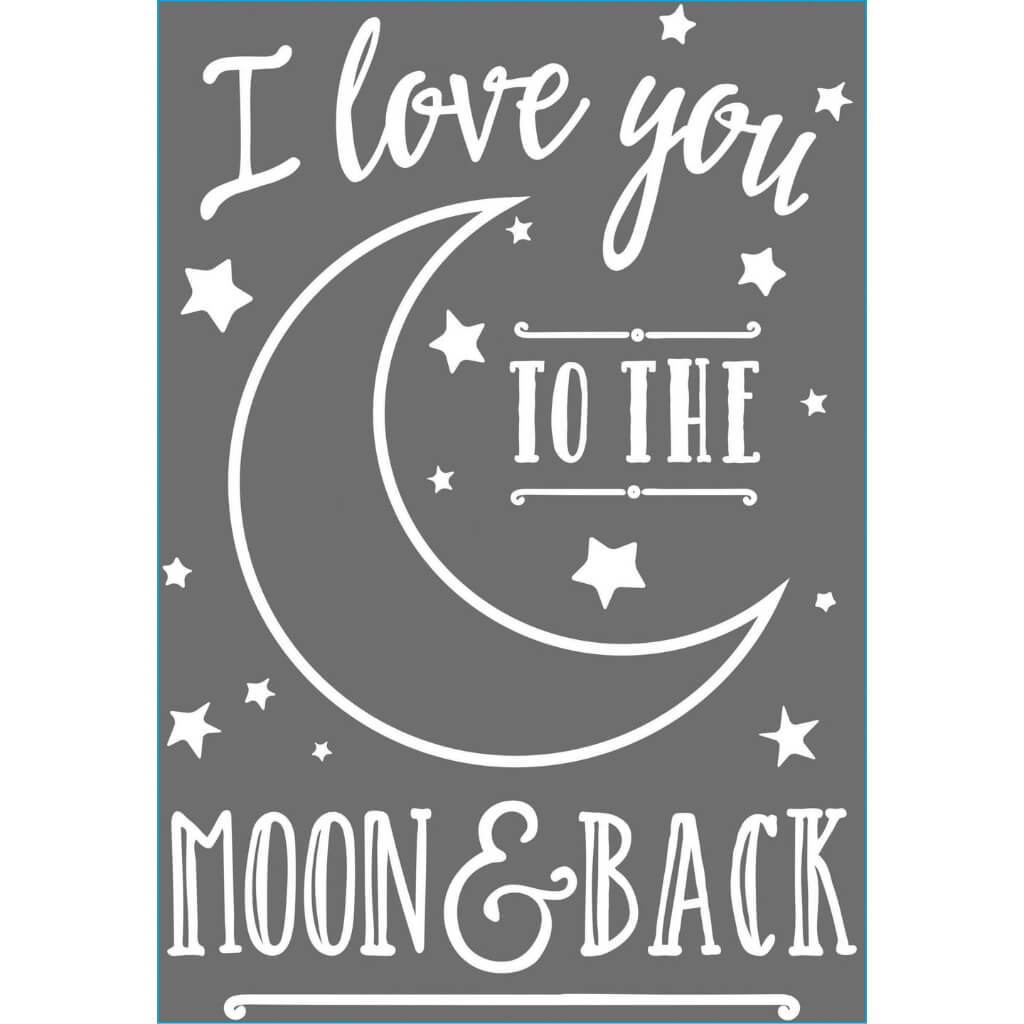 Iron On Transfer Moon &amp; Back White