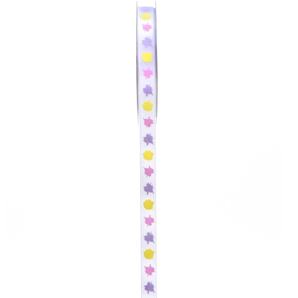 Pastel Purple/Yellow with Pink Paint Splatter Ribbon .375in x 4yds