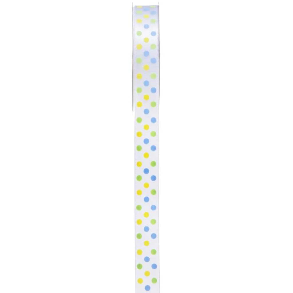 Pastel Blue/Yellow With Green Dot Ribbon .625in x 3yds