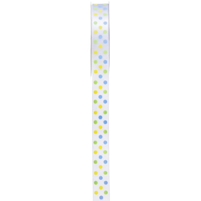 Pastel Blue/Yellow With Green Dot Ribbon .625in x 3yds