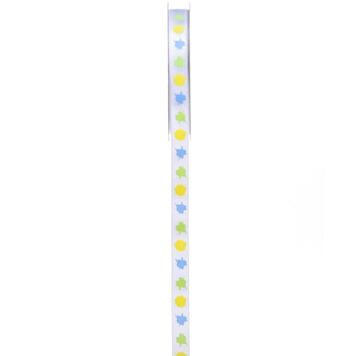 Pastel Blue/Yellow With Green Paint Splatter Ribbon .375in x 4yds