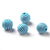 Corded Round Bead: Aqua Stripe, 15 Millimeters, 4 Pieces