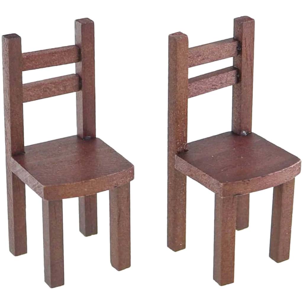 Mini Fairy Garden Wood Chairs: Brown, 2 Pieces