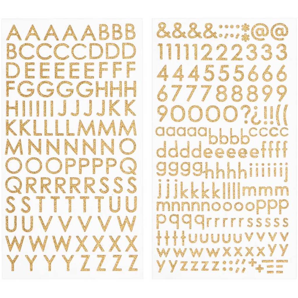 Small Thin Block Font Glitter Letter Stickers