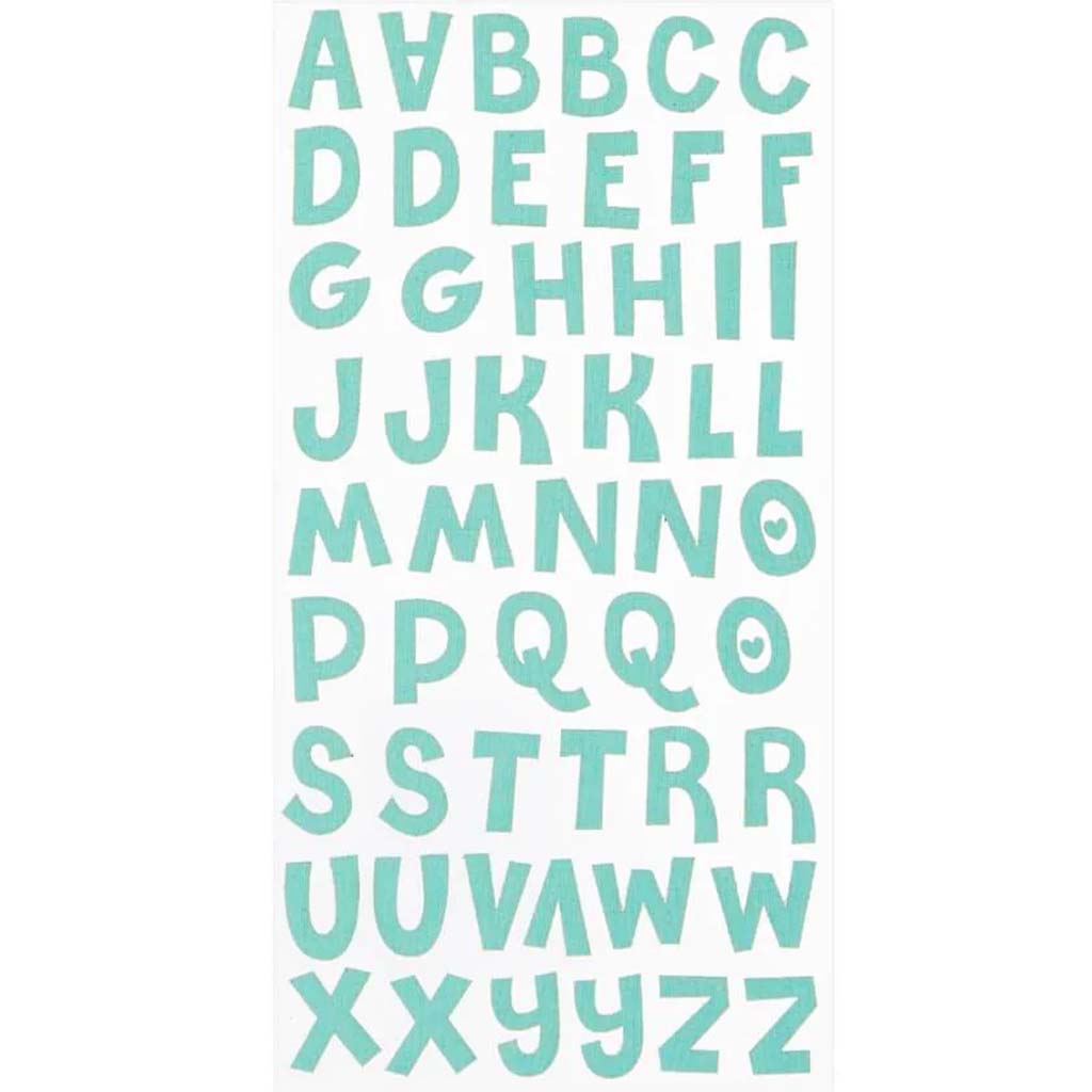 Small Fun Block Font Letter Stickers: Aqua