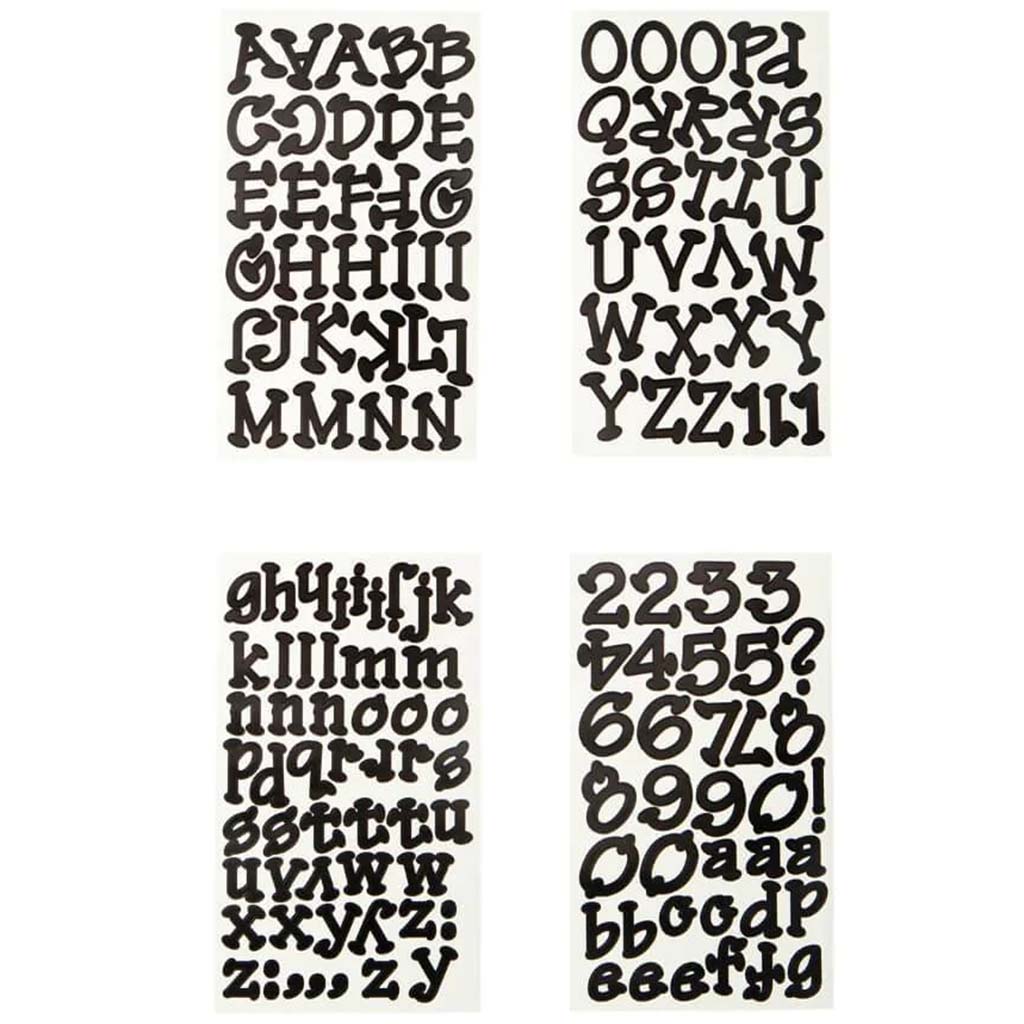 Large Dot Font Letter Stickers: Black Licorice