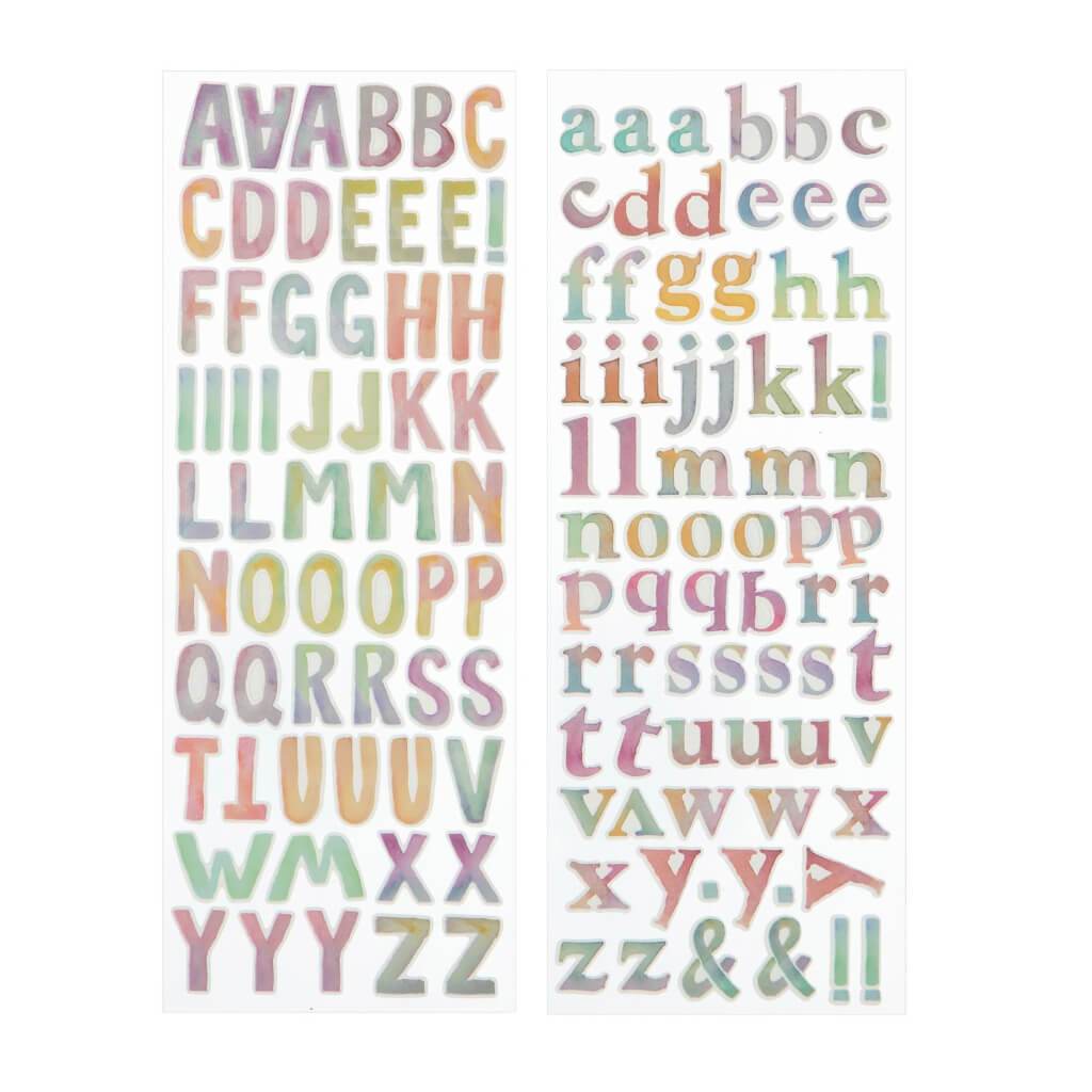 Small Mixed Serif Font Letter Sticker: Watercolor