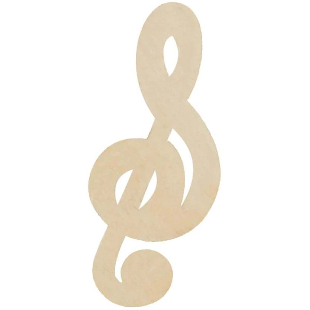 Unfinished Wood Treble Clef: 2.5 x 6 Inches