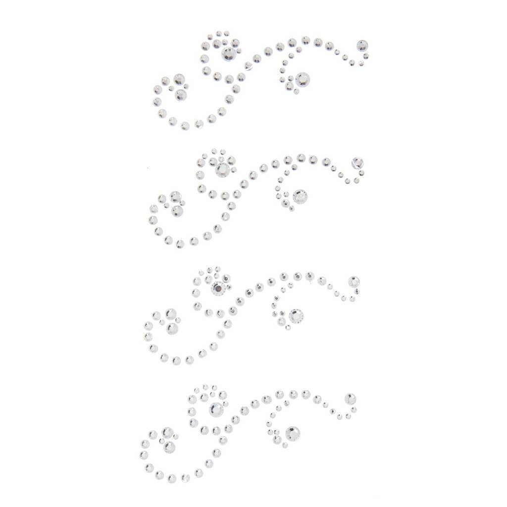 Clear Rhinestone Flourish Bling Stickers: 4 Pc