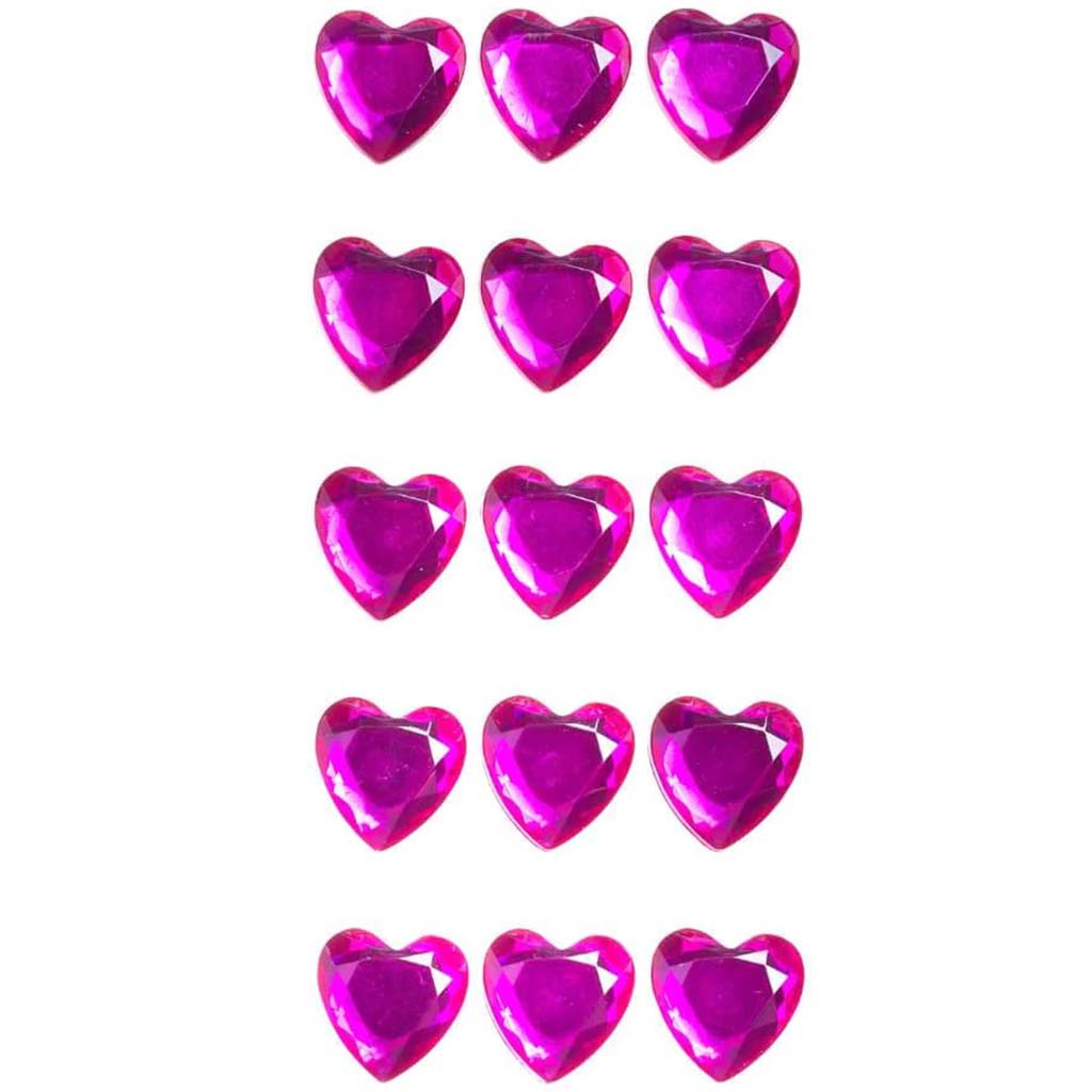 Pink Heart Rhinestone Bling Stickers: 15 Pc 13mm