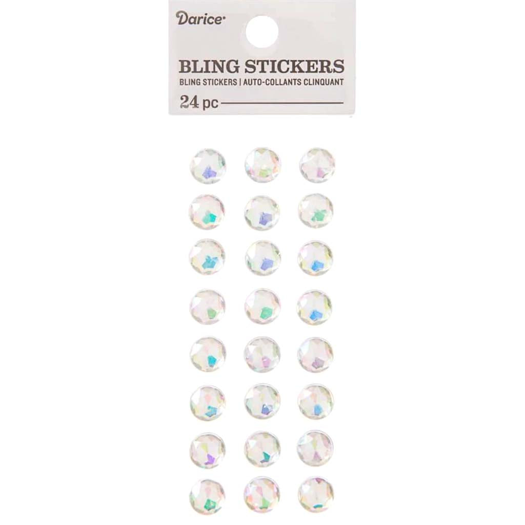 Iridescent Crystal Rhinestone Cling Stickers: 24 Pc 10mm