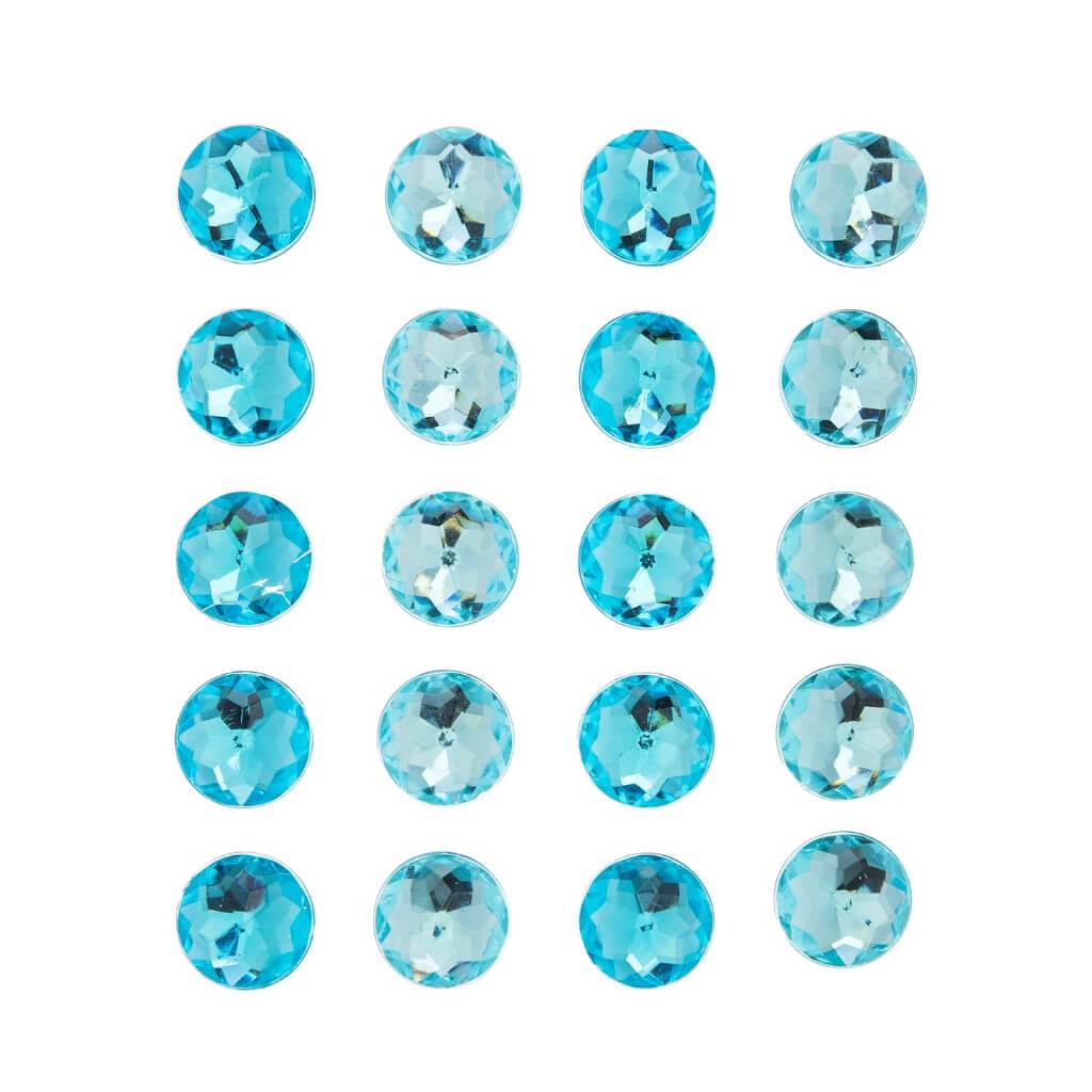 Light Blue Rhinestone Bling Stickers: 20 Pc 16mm