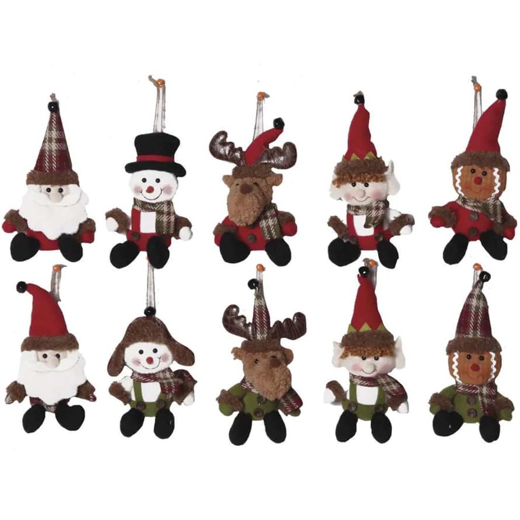 Plush Christmas Ornament: 2.5 x 6 Inches, 10 Assorted Styles