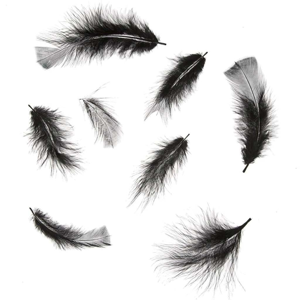 Black Marabou Feathers: 4 To 5 Inches, 5.9 Grams