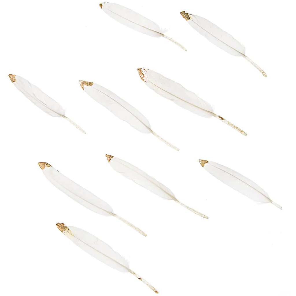 Cosse Goose Feathers: Gold Tipped, 6 Inches, 22 Pack