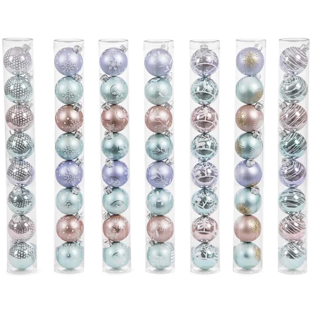 Plastc Decorated Ball 8pc Purple &amp; Blue 45mm