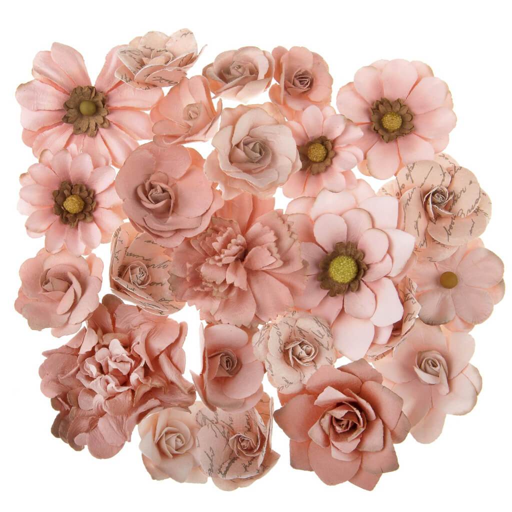 Mulberry Floral Embellishment: Pink, 1.75 Inches, 24 Pieces