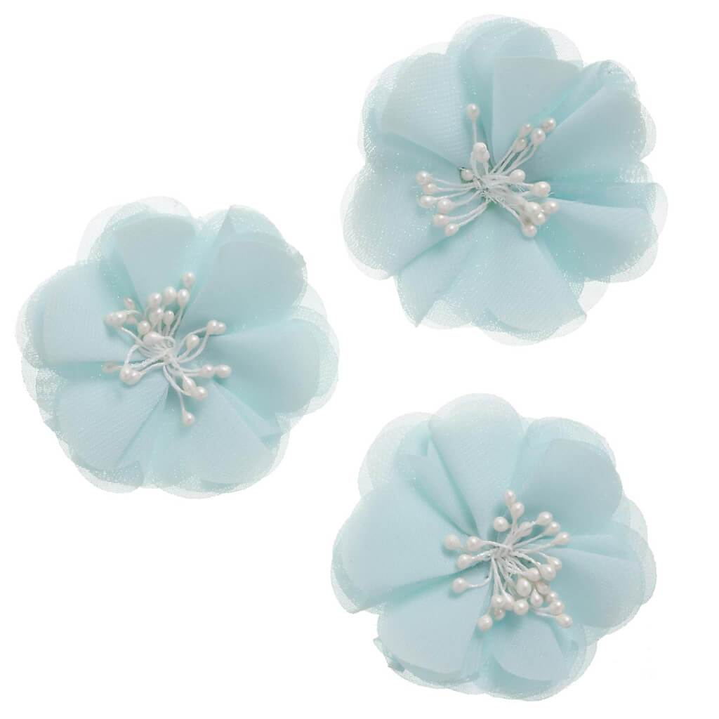 Magnolia Floral Embellishment: Aqua, 2.5 Inches, 3 Pieces