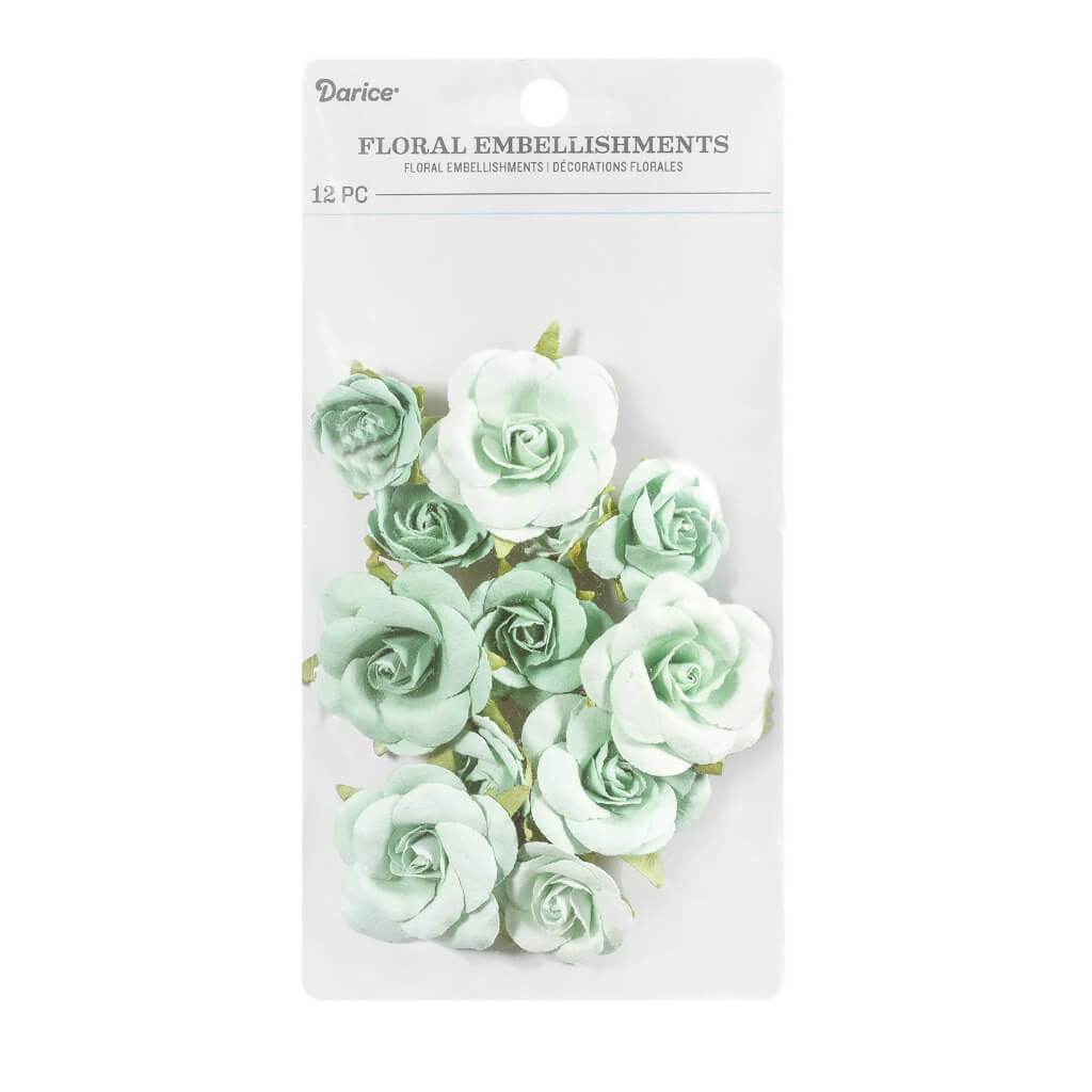 Sweetwater Roses Floral Embellishment: Mint, 12 Pieces