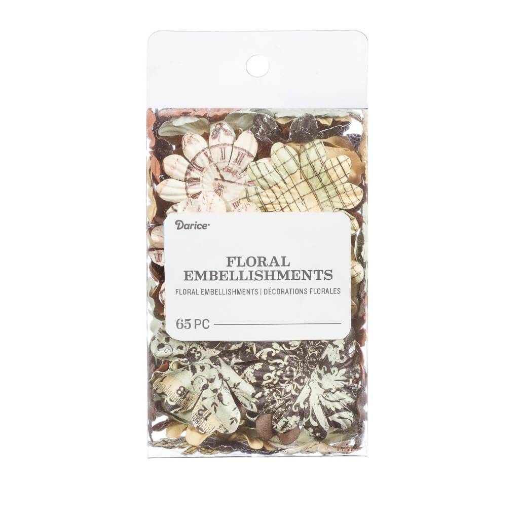 Printed Petal Floral Embellishment: 65 Pieces