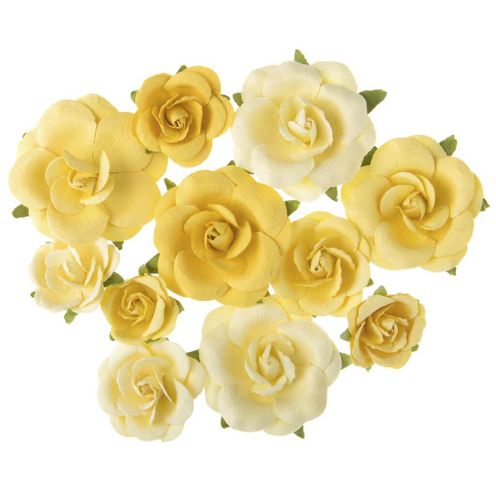 Sweetwater Roses Floral Embellishment: Yellow, 12 Pieces