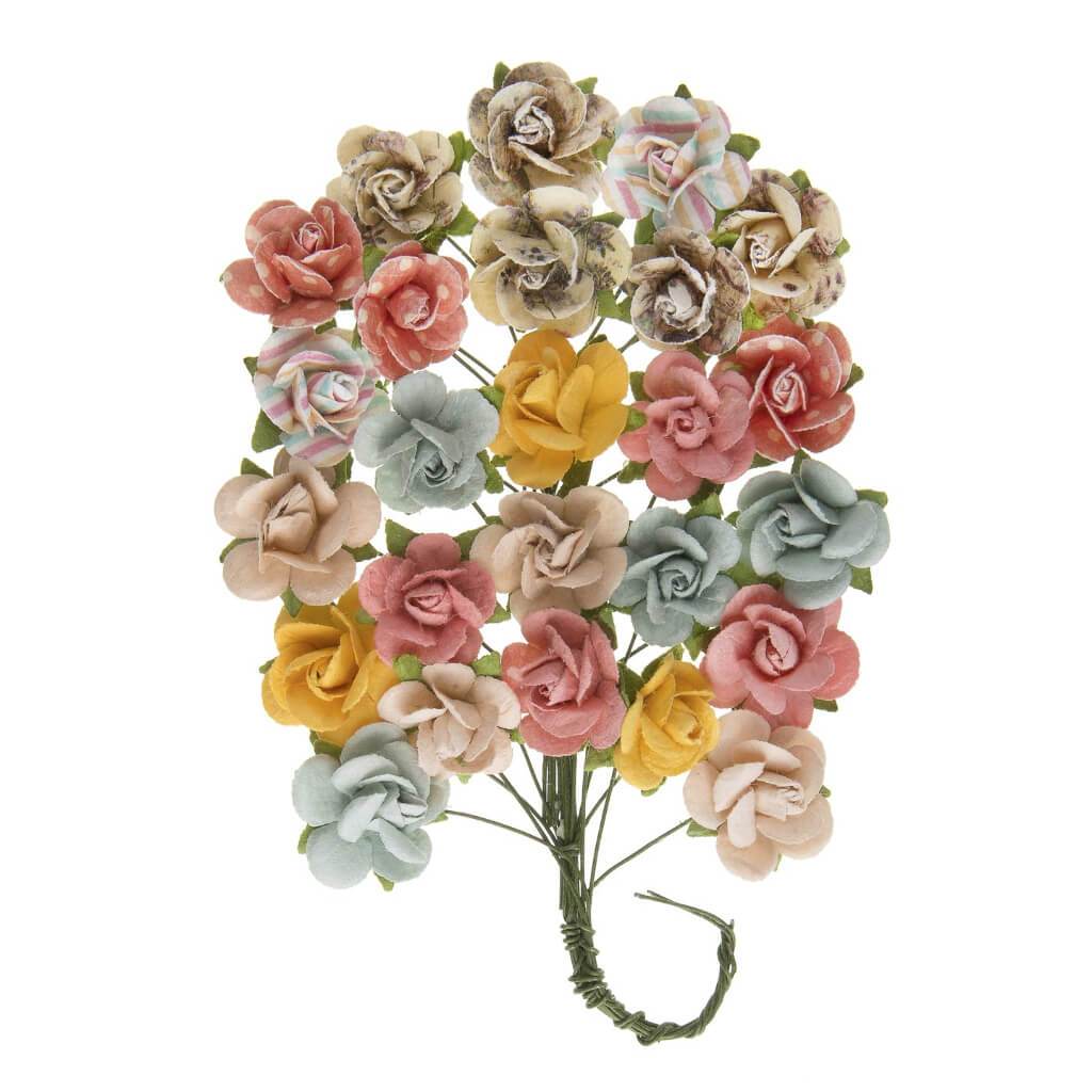 Sachet Roses Floral Embellishment: Coral, 0.75 Inches, 25 Pieces