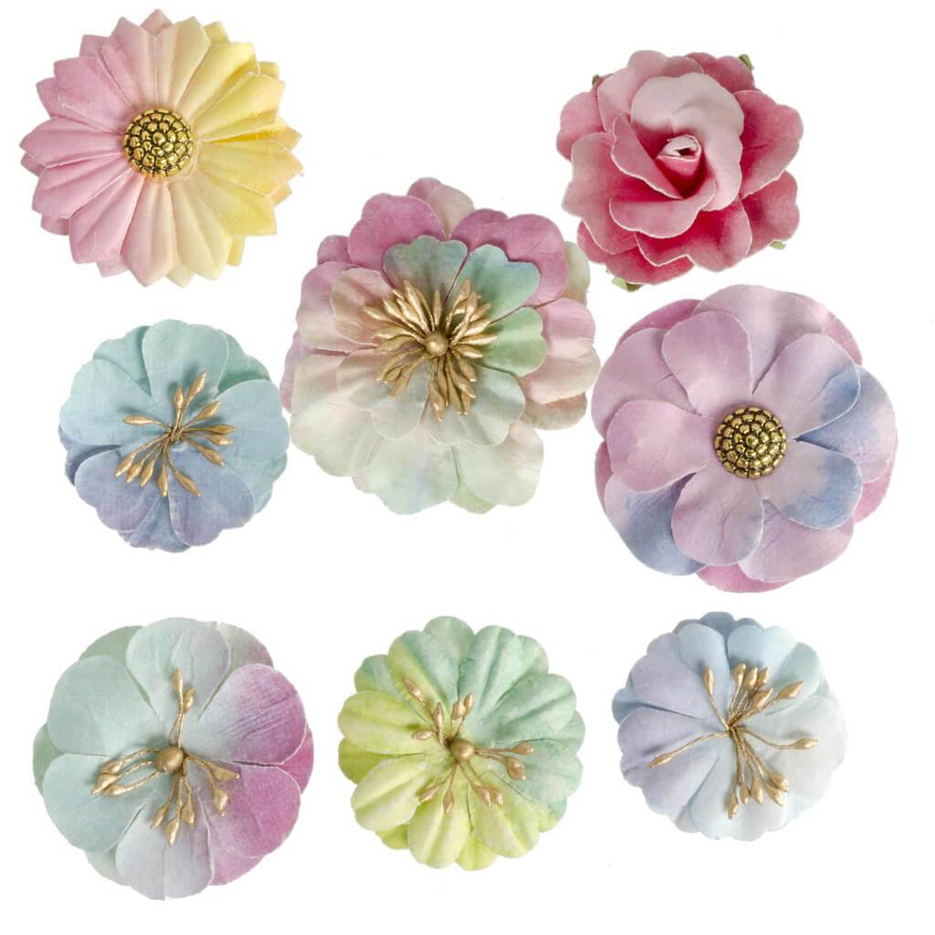 Watercolor Floral Embellishment: 8 Pieces