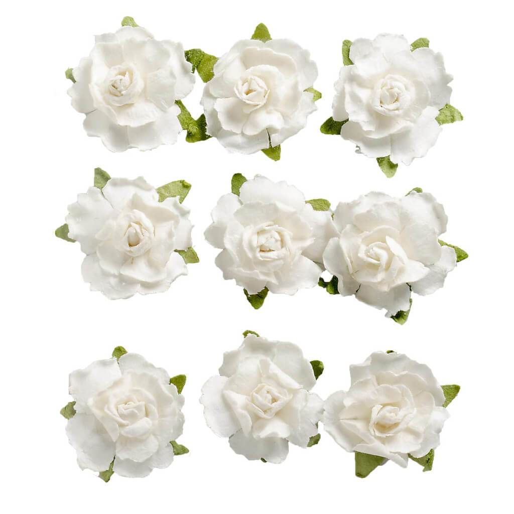 Sugar Plum Rose Floral Embellishment: White, 1 Inch, 9 Pieces