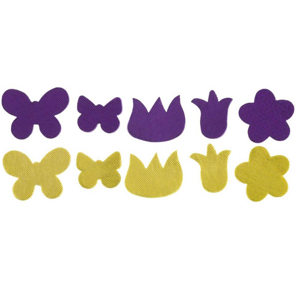 Foam And Fabric Stickers: Metallic Flowers &amp; Butterflies, 20pcs