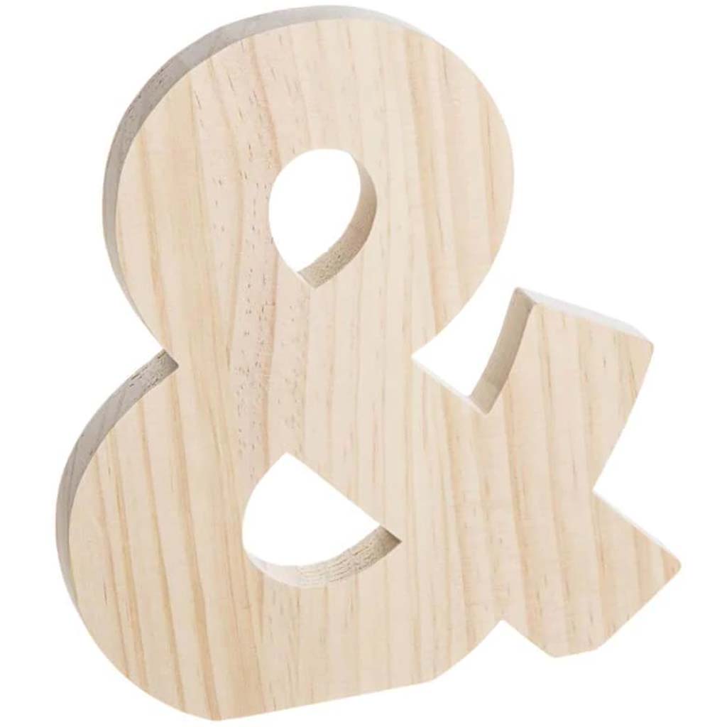 8 Inch Bold Font Unfinished Wood Ampersand Symbol