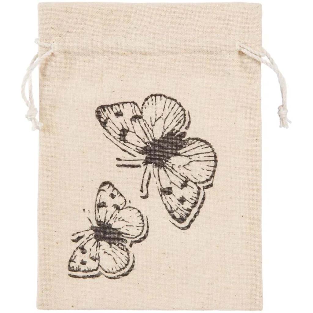 Burlap Favor Bag with Black Butterfly Print: 4.25 x 6 Inches, 2PCS