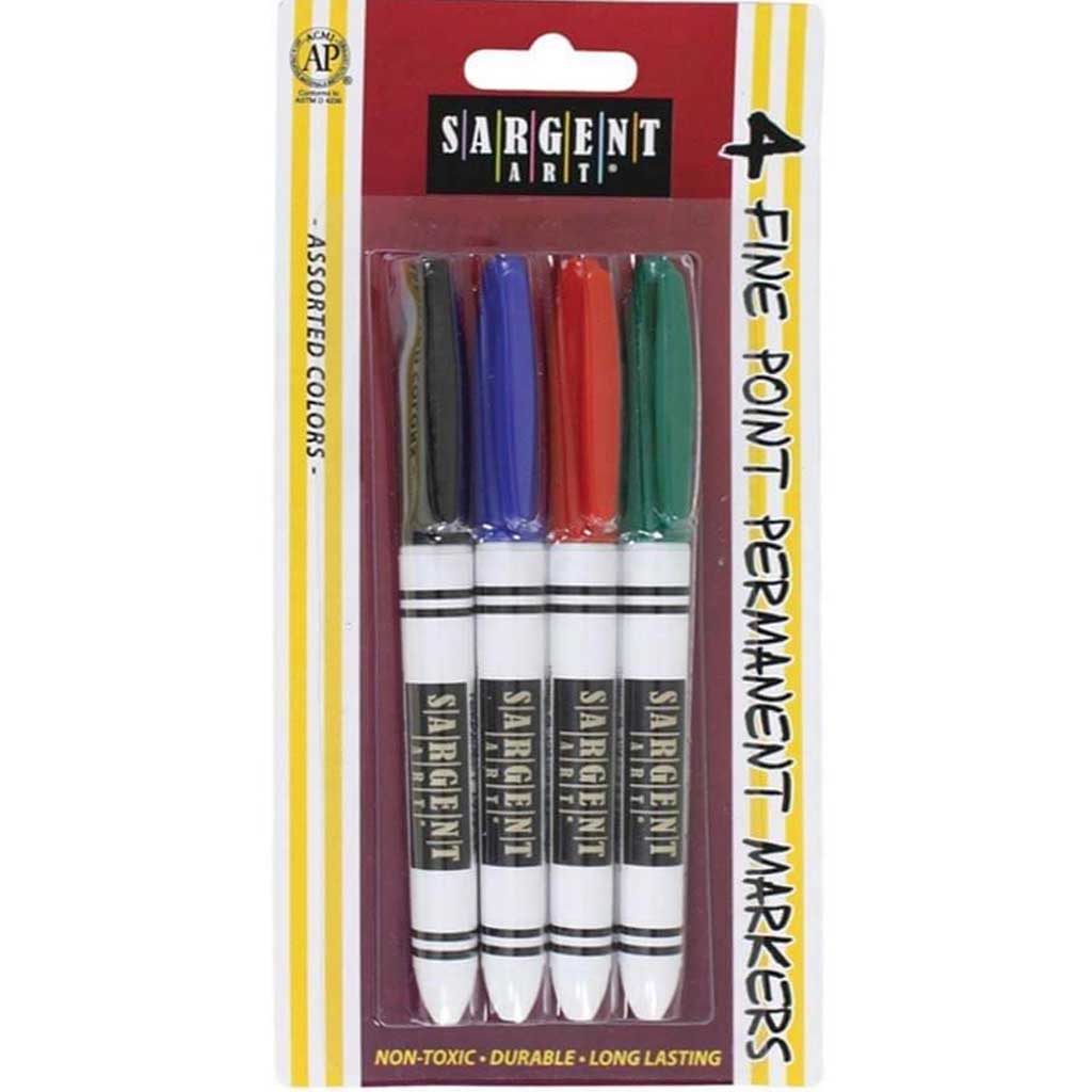 Fine Tip Permanent Markers Assorted 4ct