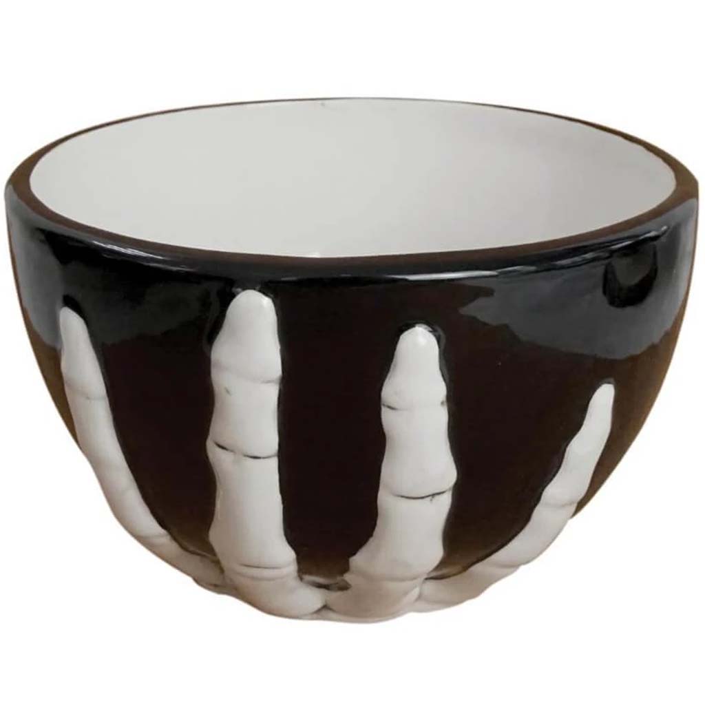 Ceramic Skeleton Hand Bowl Black