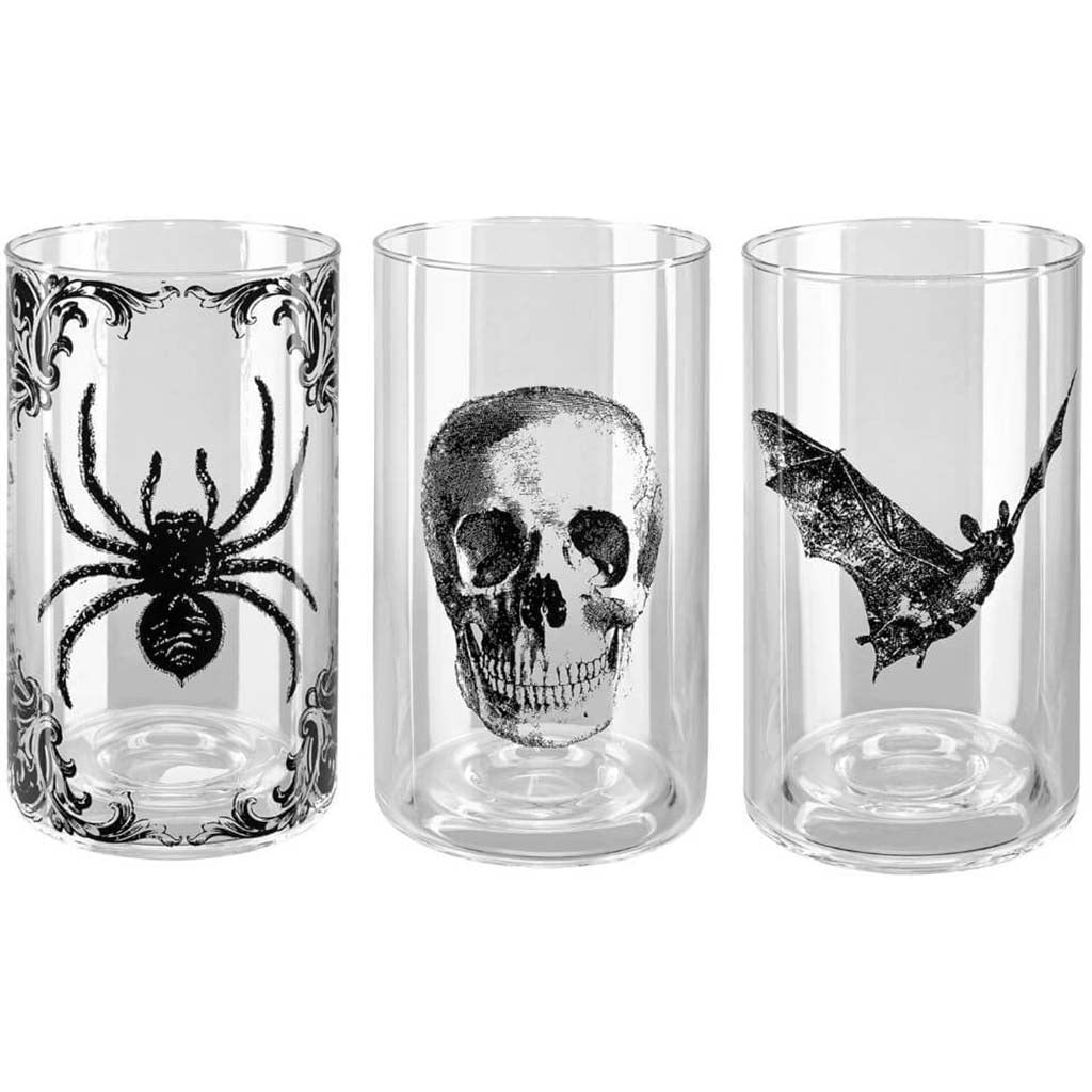 Halloween Hurricane Glass: Clear, 7.8 x 4.7 Inches, 3 Assorted Styles