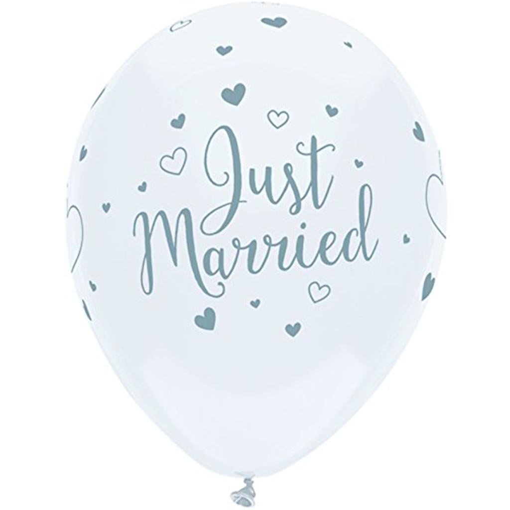 Just Married Heart Bright White 6ct,12in