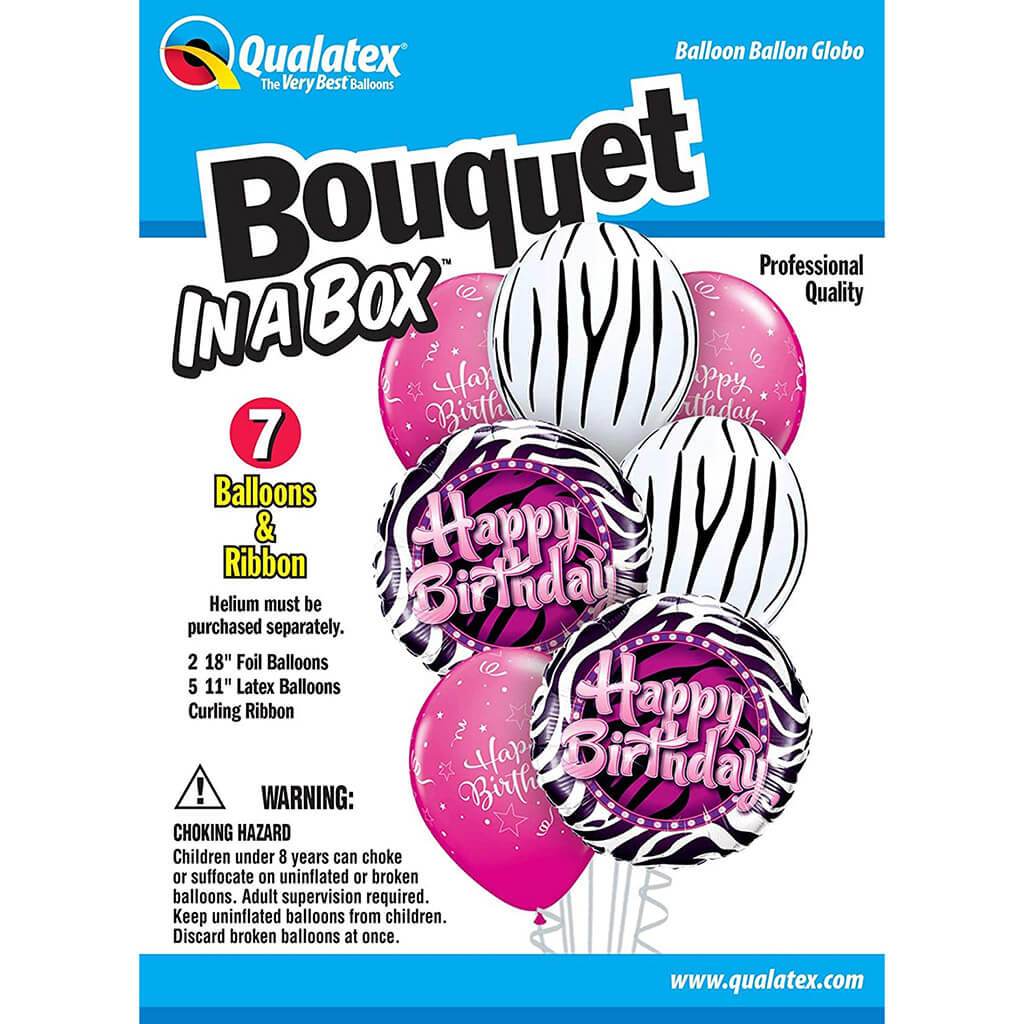 Zebra Print Happy Birthday Balloon Bouquet Kit