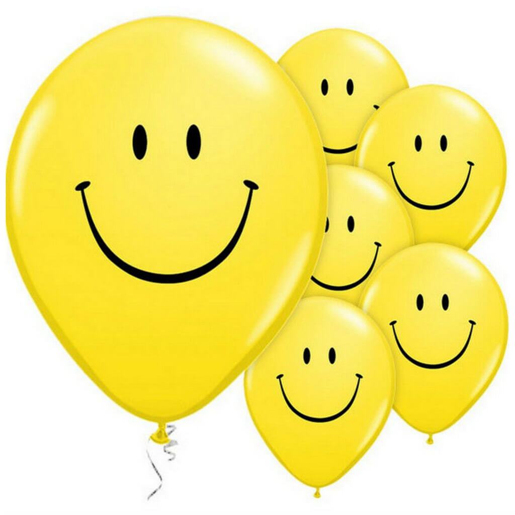 Latex Balloon Smiley Face 8ct, 12in