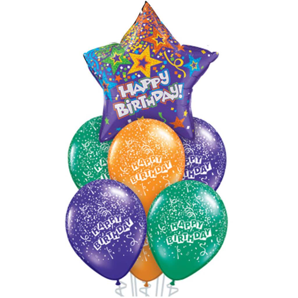 Purple Star Birthday Balloon Bouquet, 7ct