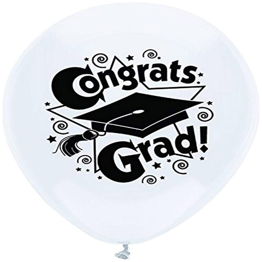 Latex Balloons Congrats Grad Bright White 8ct 12in