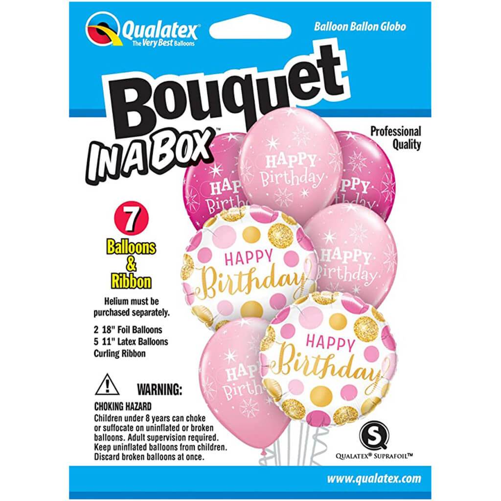 Bouquet in a Box Pink and Gold Dots, 7ct